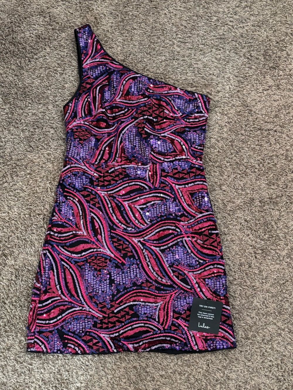 Lulu’s Sequin One-Shoulder Mini Dress - NWT